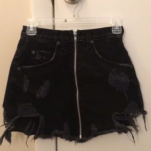 LF black denim skirt